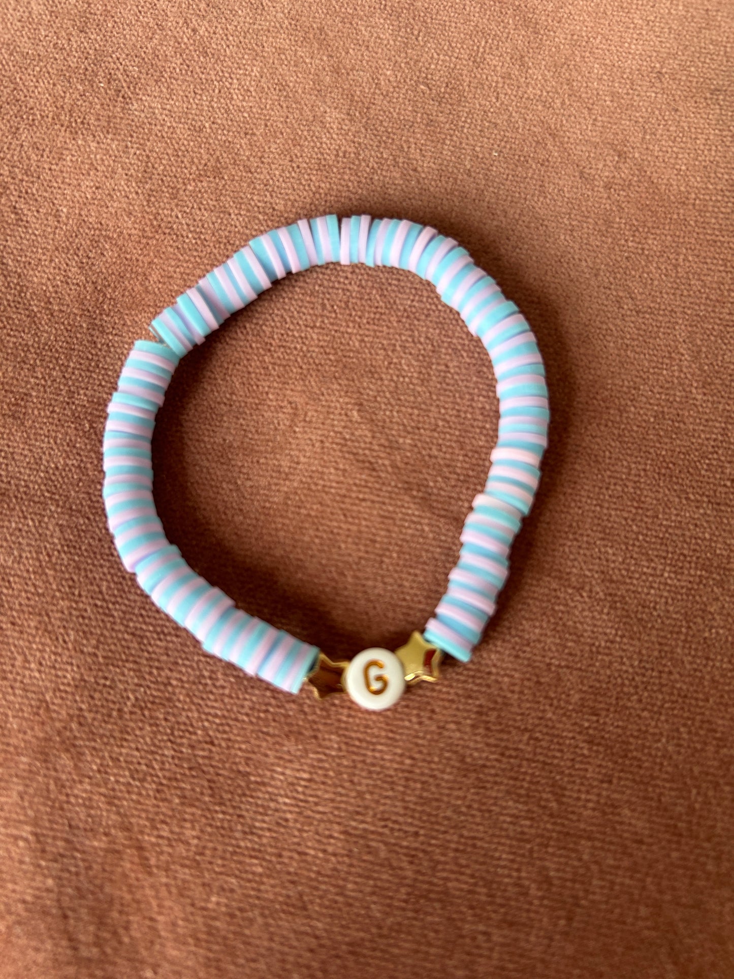 Pastel Blue & Pink ‘G’ with Gold Stars Bracelet