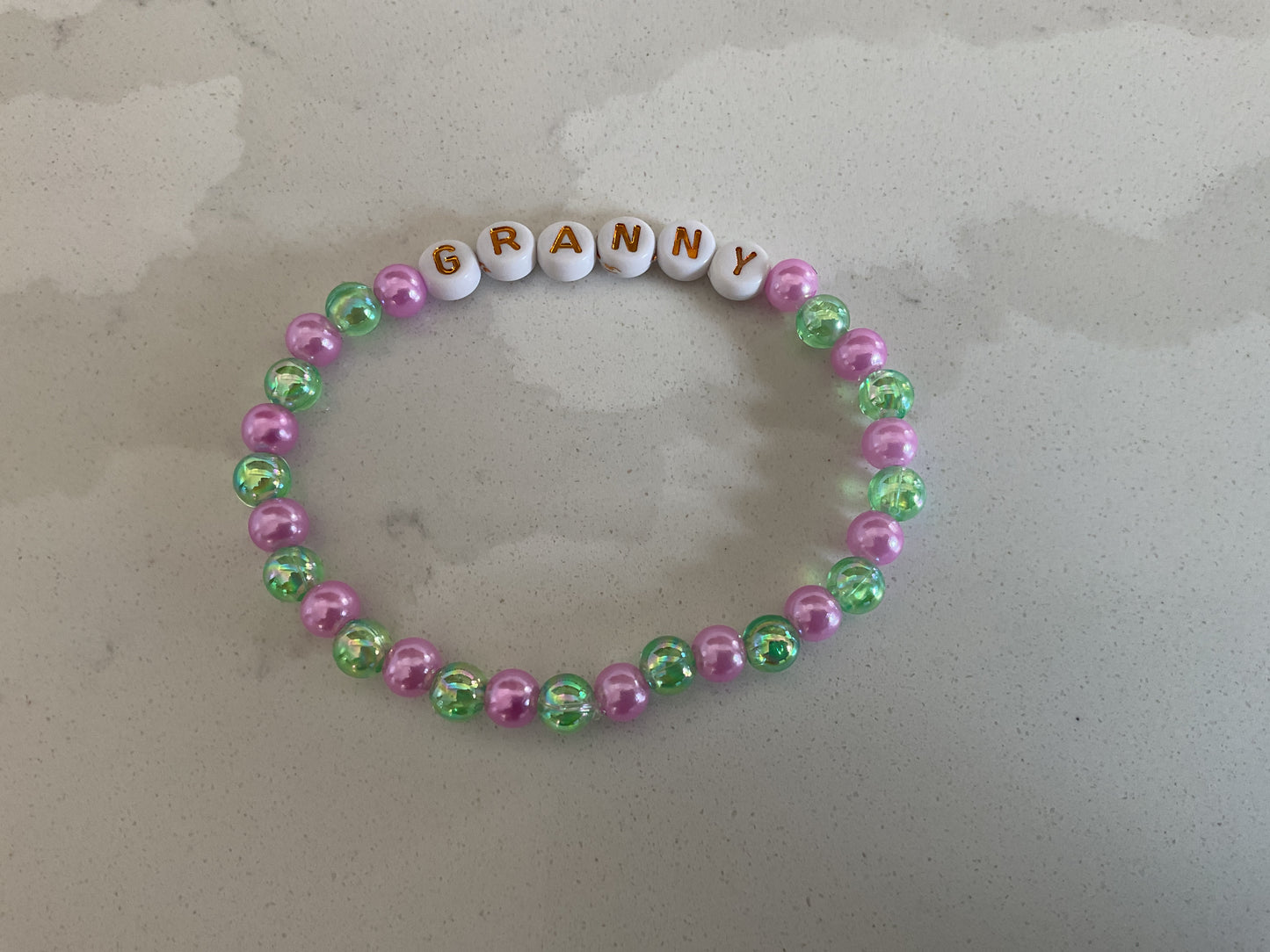 Green & Lilac ‘GRANNY’ Bracelet - Adult size
