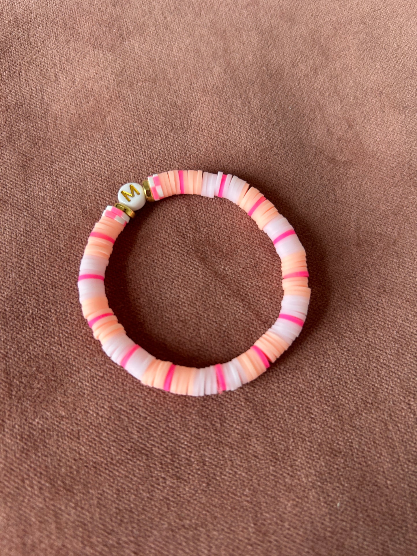 Peach Pink & White - Golden M Bracelet